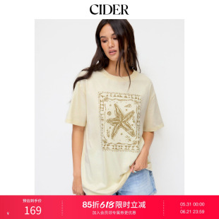 CIDER2026夏季新品棉质星鱼印花短袖宽松上衣115378239