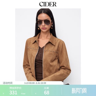 CIDER翻毛翻领长袖 拉链夹克115032135