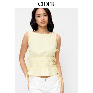 CIDER2026春季 纯棉混纺圆领简约系带吊带上衣115227029 新品