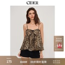 CIDER美式方领豹纹印花蝴蝶结辣妹吊带背心上衣114521512