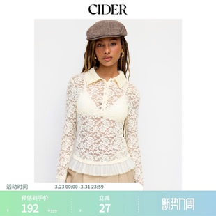 碎花蕾丝翻领透视灯笼袖 女装 上衣114782549 夏季 CIDER美式