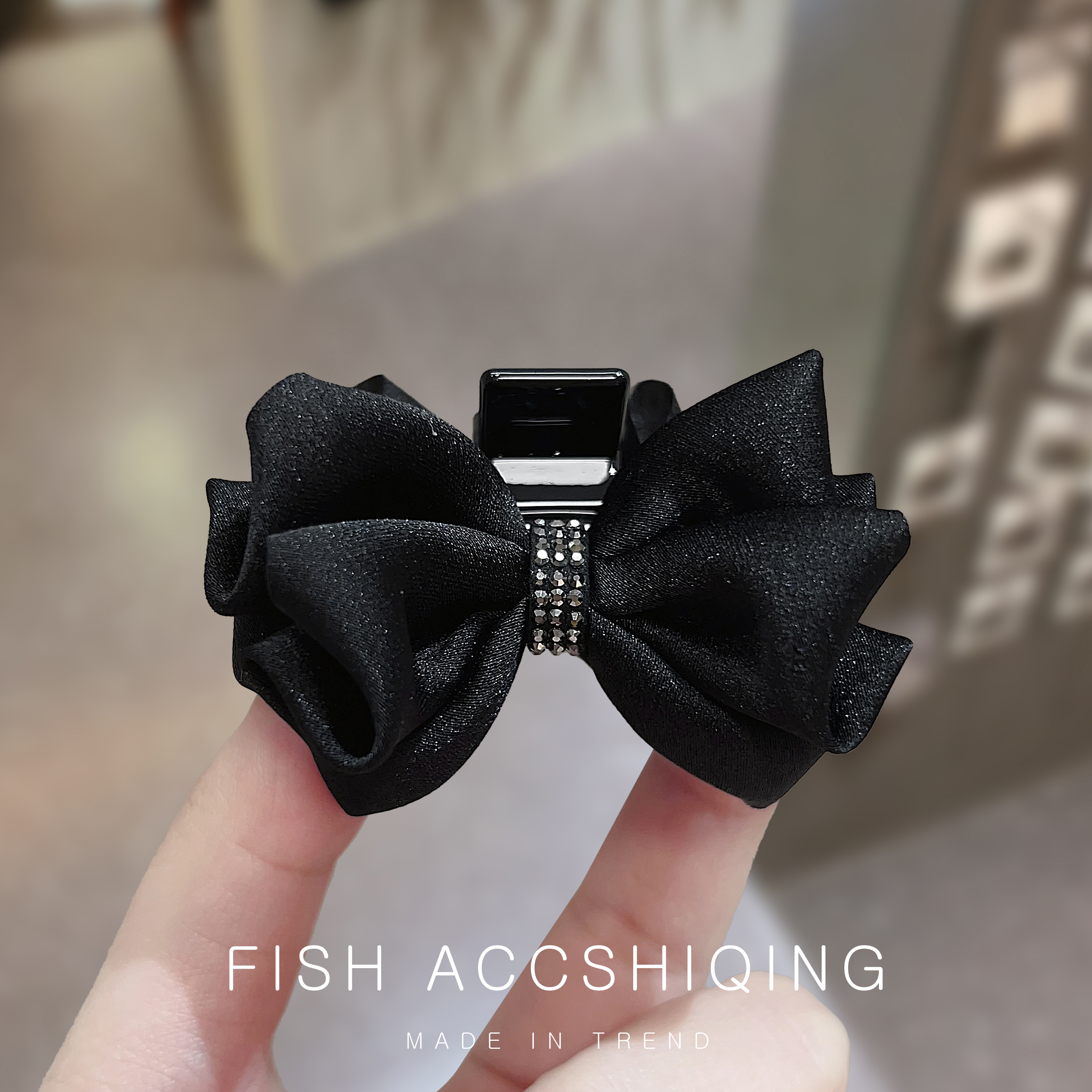 韩国哑光黑蝴蝶结鲨鱼夹刘海夹