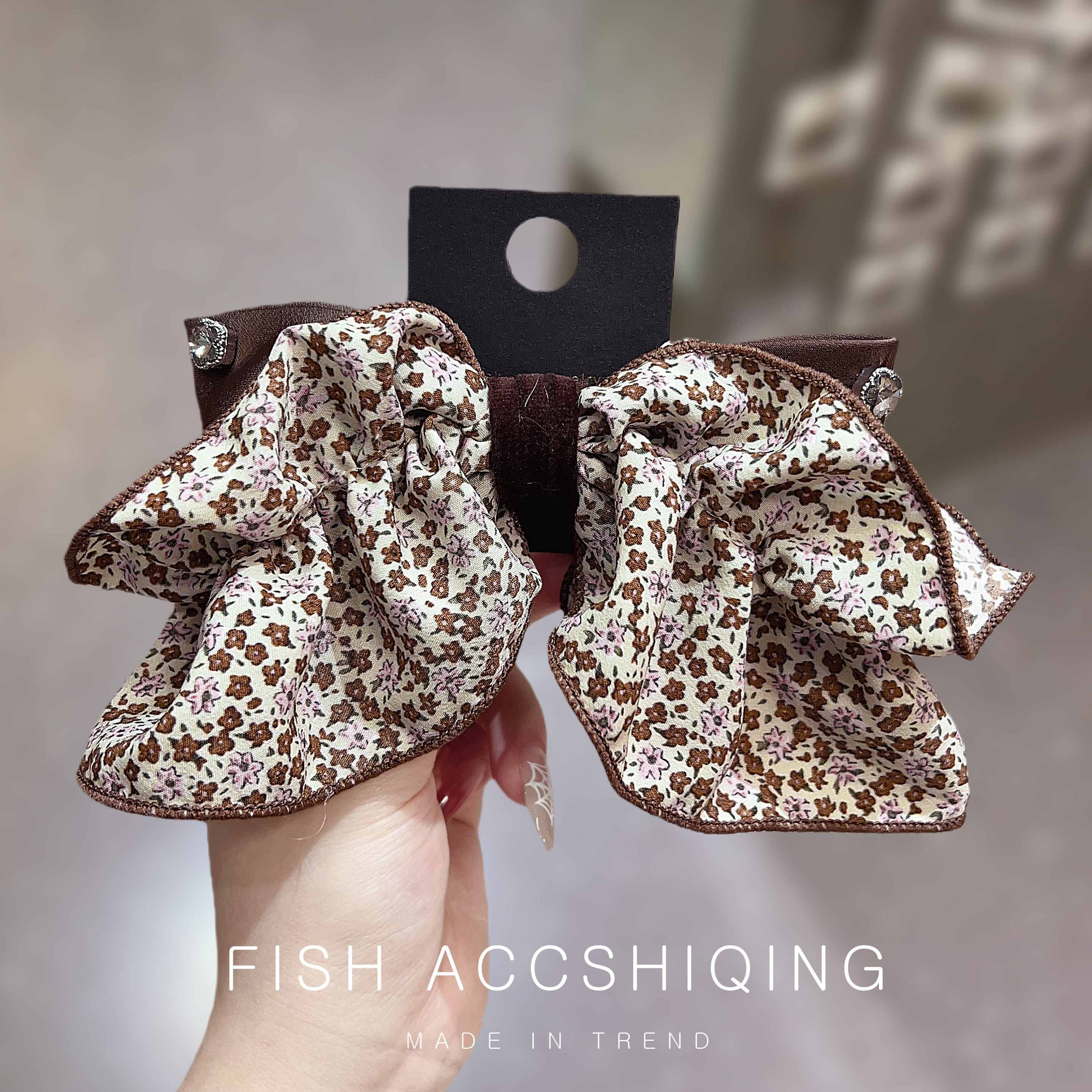 韩系超仙清新碎花弹簧夹2025新款高端印花半扎发顶夹百搭洋气发饰