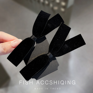 赵露思许我耀眼许妍同款 氛围温柔丝绒蝴蝶结鸭嘴夹公主头刘海边夹