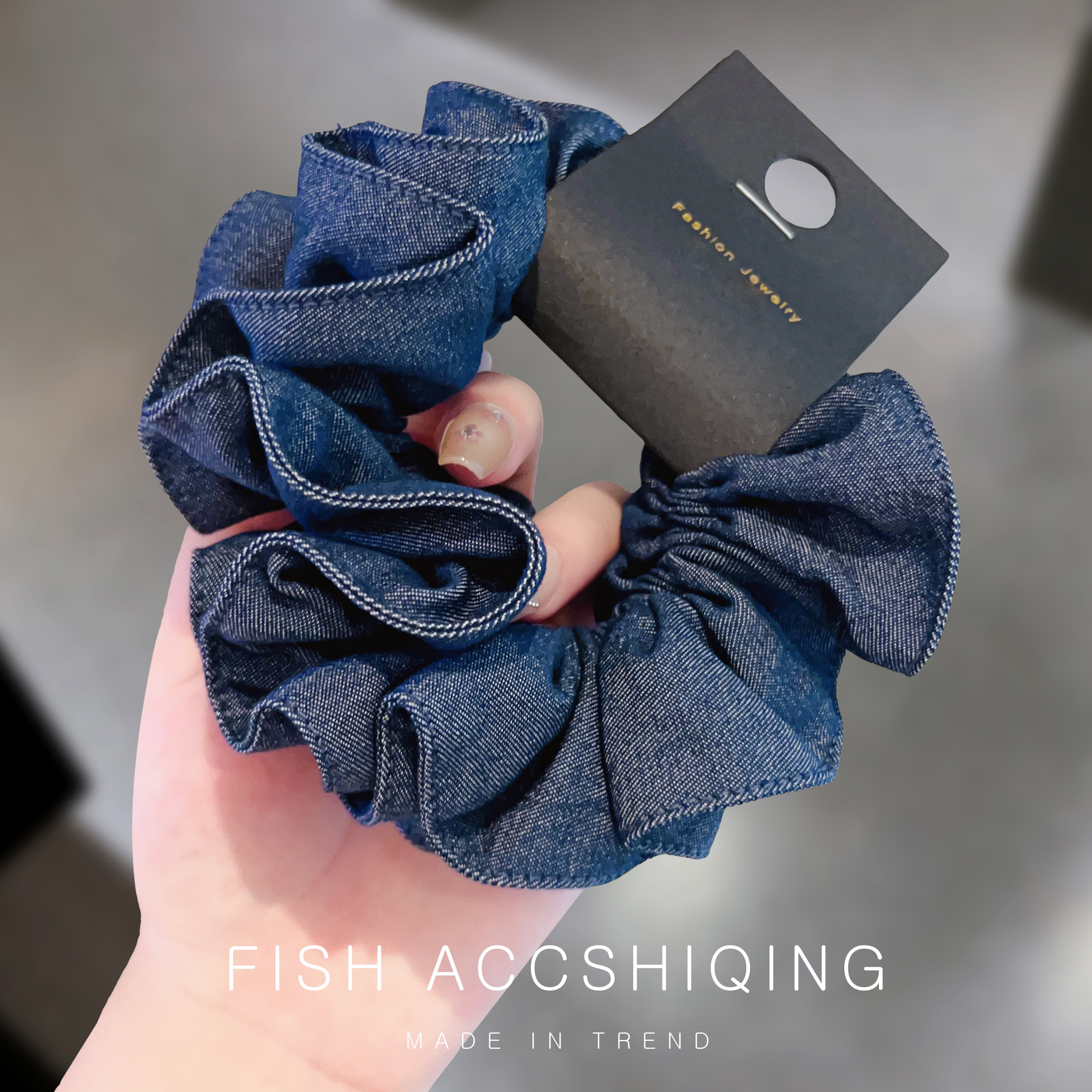 韩系时尚牛仔布大肠发圈女2025新款时尚高级感后脑勺马尾发绳发饰,饰品/流行首饰/时尚饰品新,发饰,淘宝优惠券,粉丝福利购,淘宝优惠卷