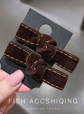 韩国东大门isn高档边夹植绒蝴蝶结发夹甜美前额侧边碎发刘海夹