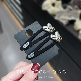 2025新款前额爱心刘海一字侧边夹碎发夹子头饰头发卡子女带钻bb夹