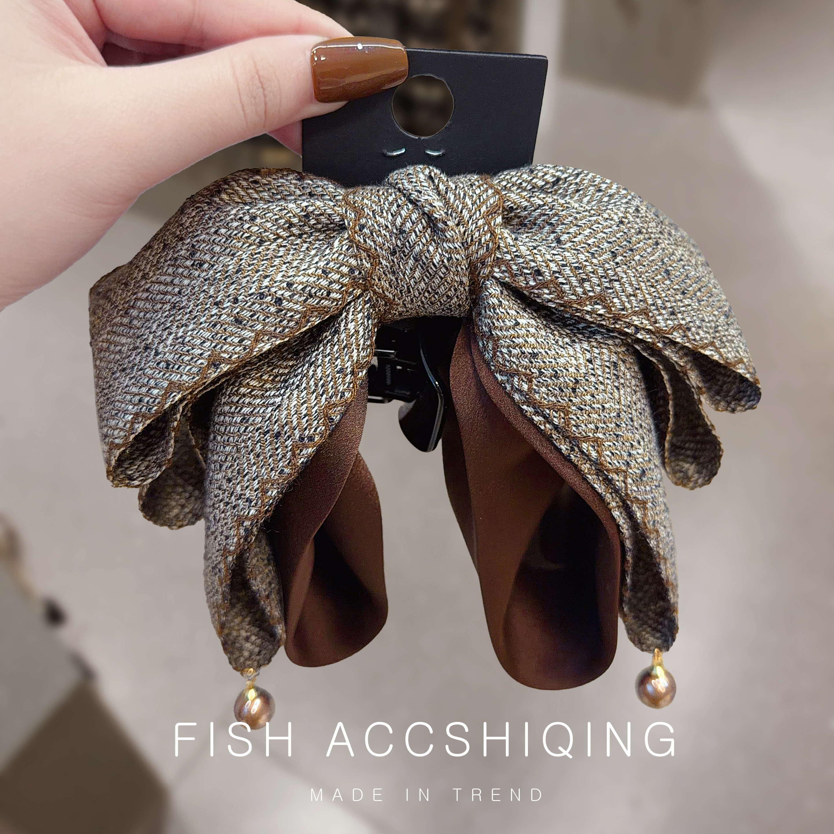 高级珍珠装饰抓夹后脑勺小众发抓