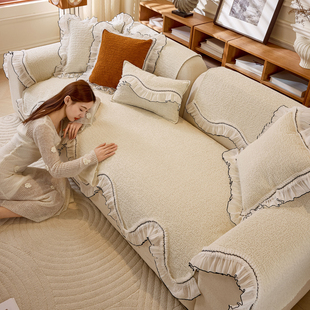 雪尼尔沙发垫四季通用2025新款防滑三座一贵妃皮坐垫套罩盖布盖巾