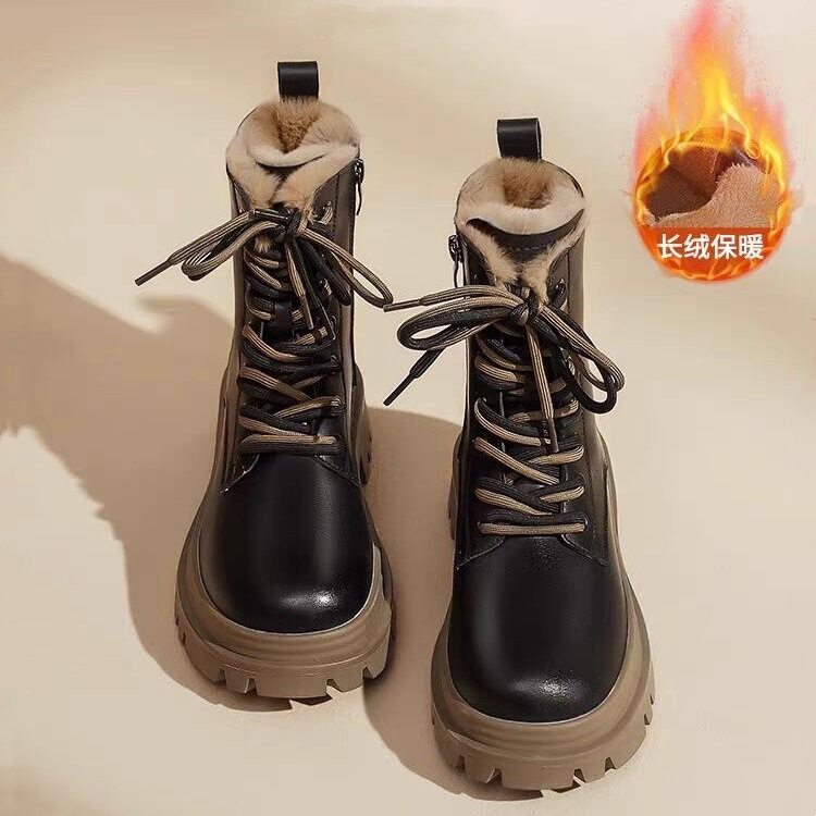 雪地靴女款2025新款秋冬季加绒加厚马丁靴厚底短靴子防滑东北棉鞋