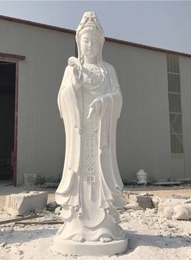 石雕观音像汉白玉三面花