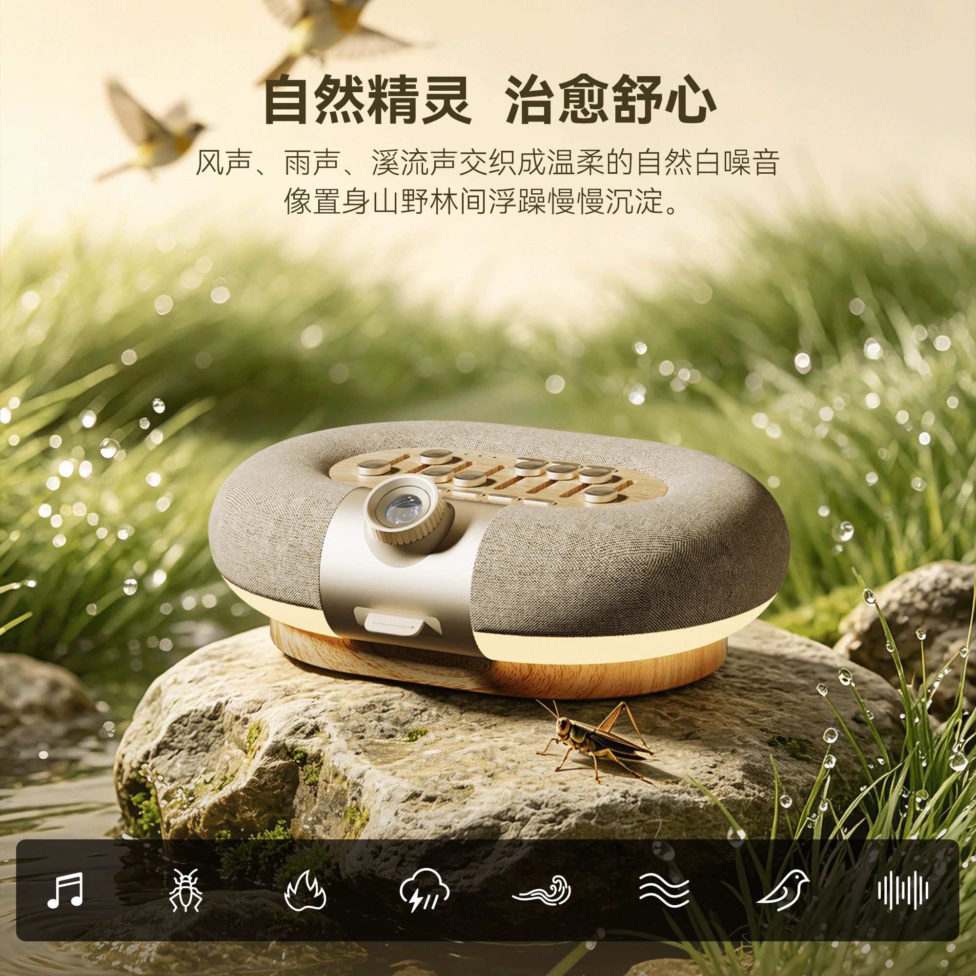 狂响星空投影治愈白噪声蓝牙音箱氛围感灯520生日节庆中秋送礼品