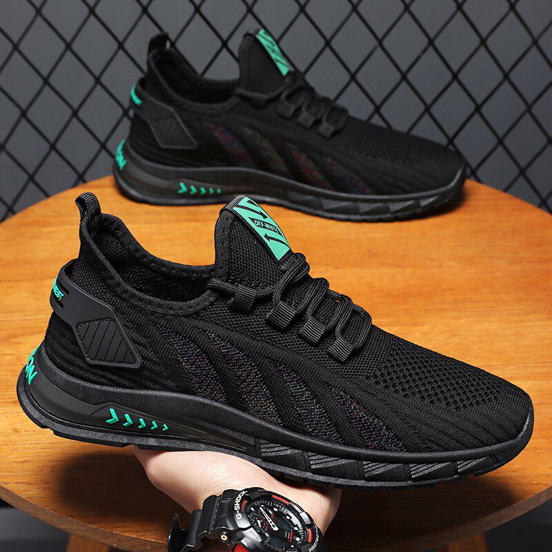 合成鞋业黑色男鞋2026新款春季透气薄款网面网鞋超轻减震跑步男款