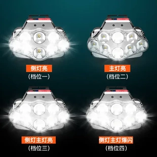 夜钓灯现货长续航感应LED手电筒可充电 头灯强光超亮头戴式
