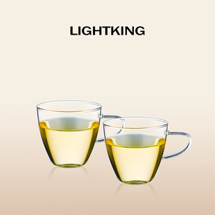 LIGHTKING耐高温玻璃水杯家用带把手茶水杯泡茶专用小茶杯套装