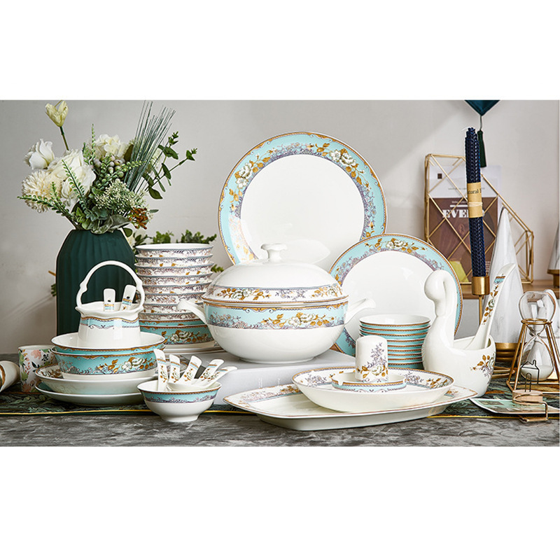 景德高外式质陶瓷家用器碟锅餐具全套装礼品镇档贸美骨瓷碗品套
