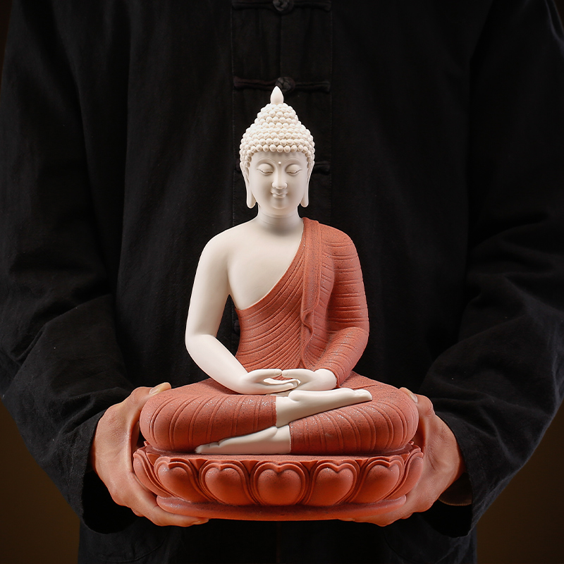 禅意如来佛像摆件摆件陶瓷佛像释迦摩尼阿弥陀佛药师佛三宝佛坐像