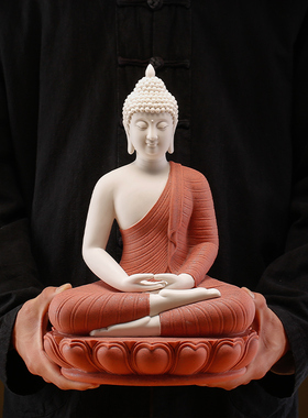 禅意如来佛像摆件摆件陶瓷佛像释迦摩尼阿弥陀佛药师佛三宝佛坐像