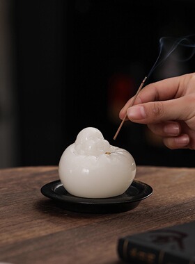 创意璞玉陶瓷弥勒佛香插摆件家居装饰品茶室香薰炉香炉禅意工艺品