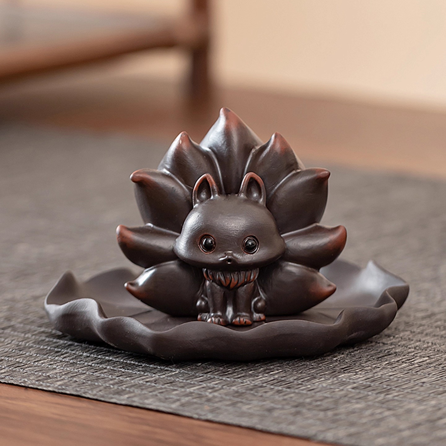 创意茶桌配件陶瓷茶宠摆件精品手工可养小狐狸茶玩茶具送礼佳品