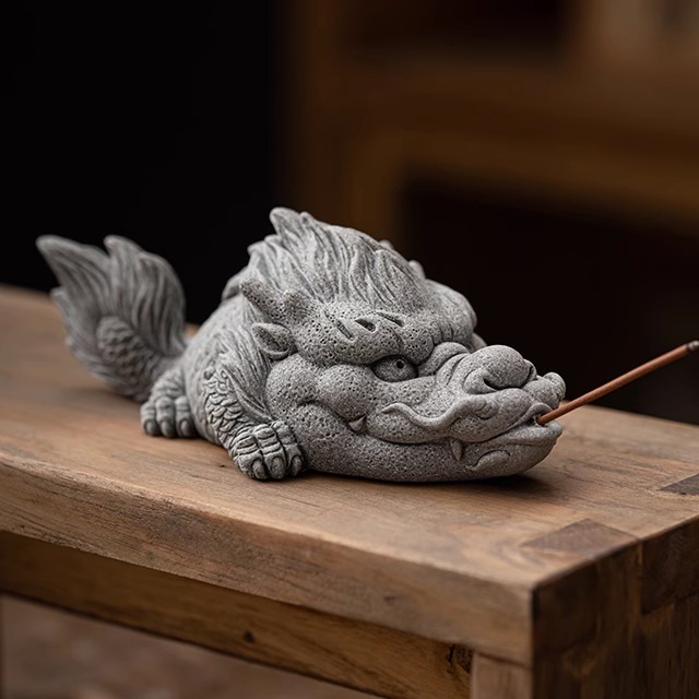 中式鱼化龙茶宠茶玩摆件青砂石创意龙鱼礼物桌面装饰鱼缸盆栽造景