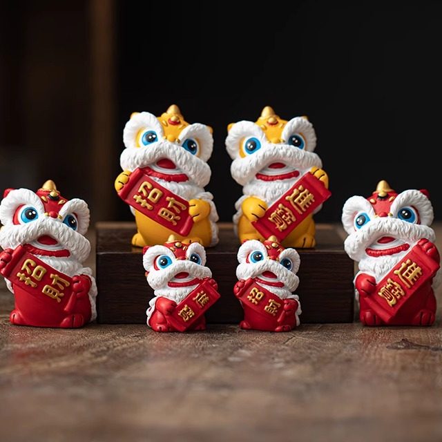新中式中国风招财进宝醒狮石狮子一对办公室桌面家居装饰品小摆件,家居饰品,桌面摆件,淘宝优惠券,粉丝福利购,淘宝优惠卷