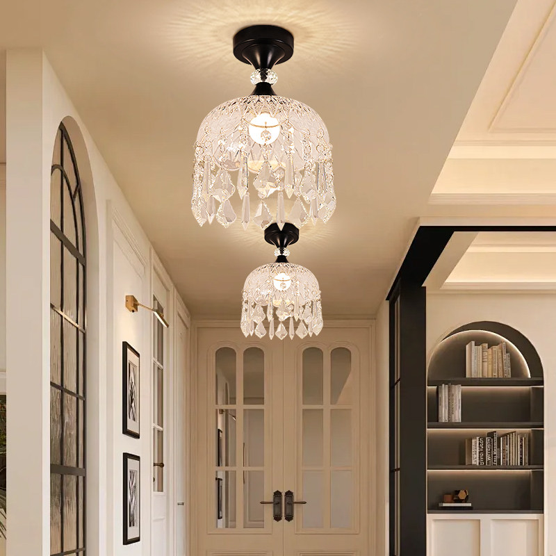 2026新款法式水晶走廊过道灯单头吸顶灯入户玄关灯高级感衣帽间灯
