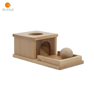 蒙生蒙台梭利NIDO手眼协调榉木款目标盒子带托盘盒子和球