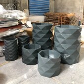 玻璃钢花盆创意菠萝菱形切面花器商场公共区现代艺术落地美称花瓶