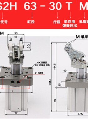 流水线阻挡器气缸RS2H50/63/80-30BM-D-40DL-BL-DM-TL-TM止动气缸
