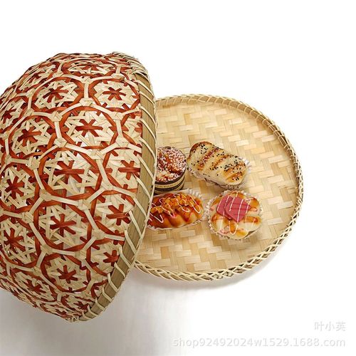 创意手工竹编菜罩 家用餐桌食物罩 圆簸箕竹筐 酒店甜品饭菜罩