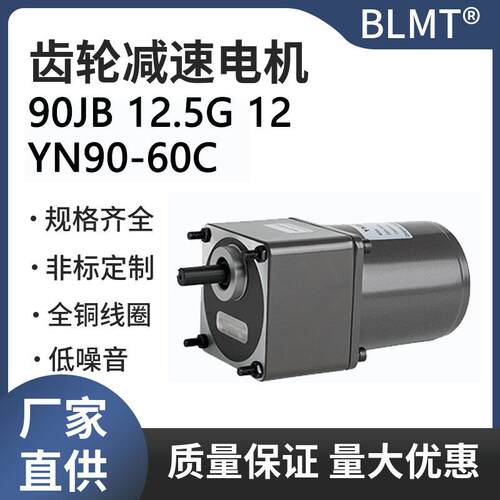 微型单相交流齿轮减速电机马达4极电动机YN90-60C/90JB12.5G12