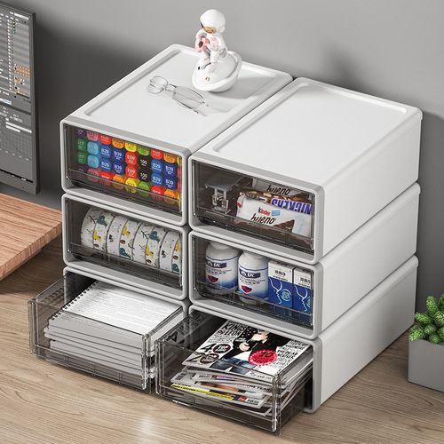 透明抽屉收纳盒简约塑料小抽屉式收纳柜书桌上学生文件杂物储物箱