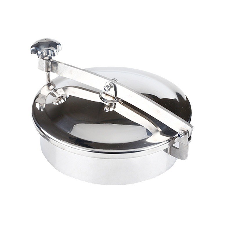 304不锈钢常压人孔盖卫生级快开人孔门酒罐上焊接圆形翻边手孔YAB