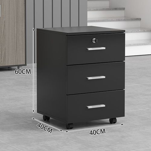 办公室木质文件柜带锁办公小柜子储物柜移动矮柜桌下三抽屉活动柜