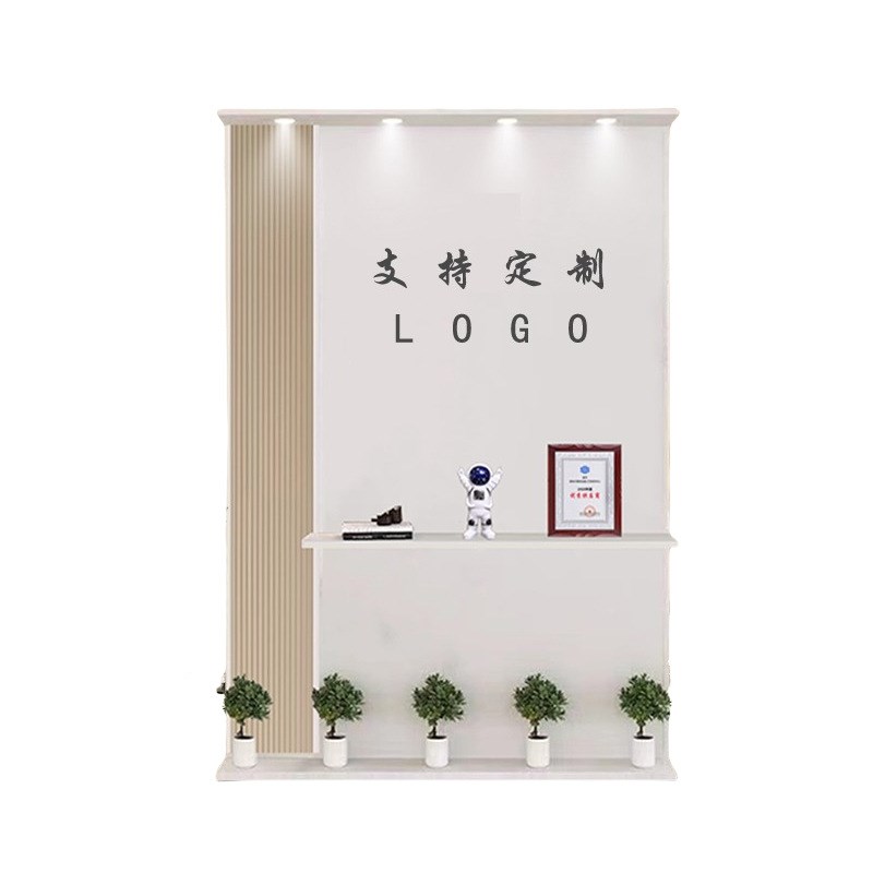 简约现代办公室隔断可移动背景形象墙公司入户玄关前台玻璃屏风