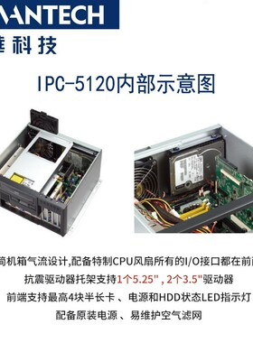 IPC-5120-25D研华桌面壁挂式电脑机箱MicroATX/ATX母板前置IO接口