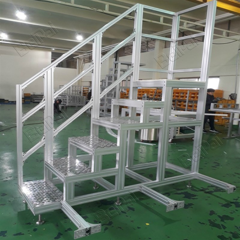 工业塔台机械设备过桥平台各种铝合金框架楼梯扶手围栏防滑板加工