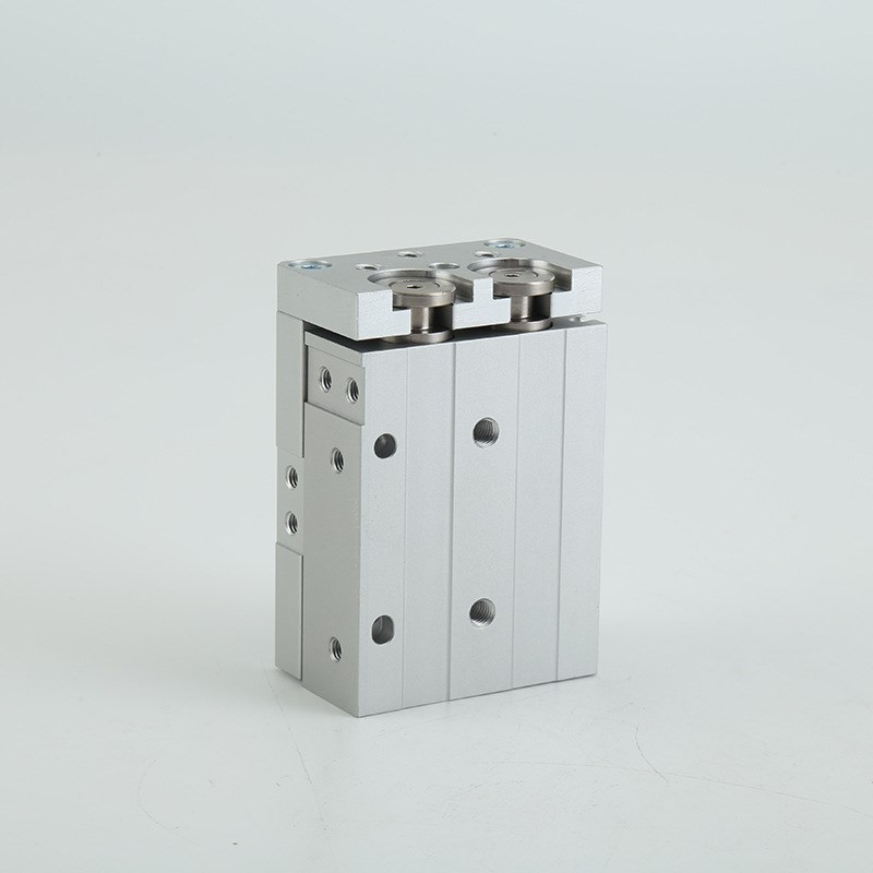 现货亚德客型双缸滑台气缸HLQ双轴型精密滑台气缸不锈钢导轨气缸