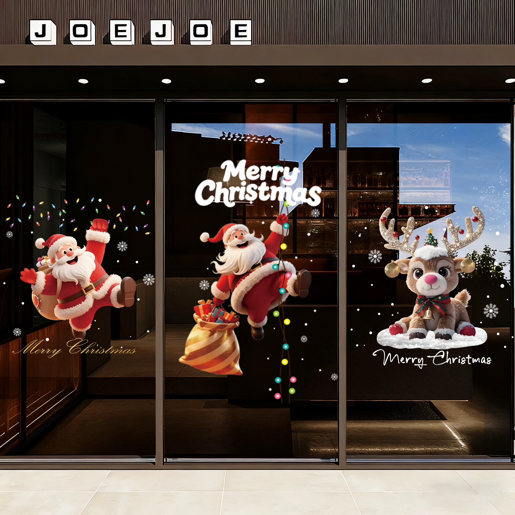 圣诞节窗花装饰店铺商场酒店银行