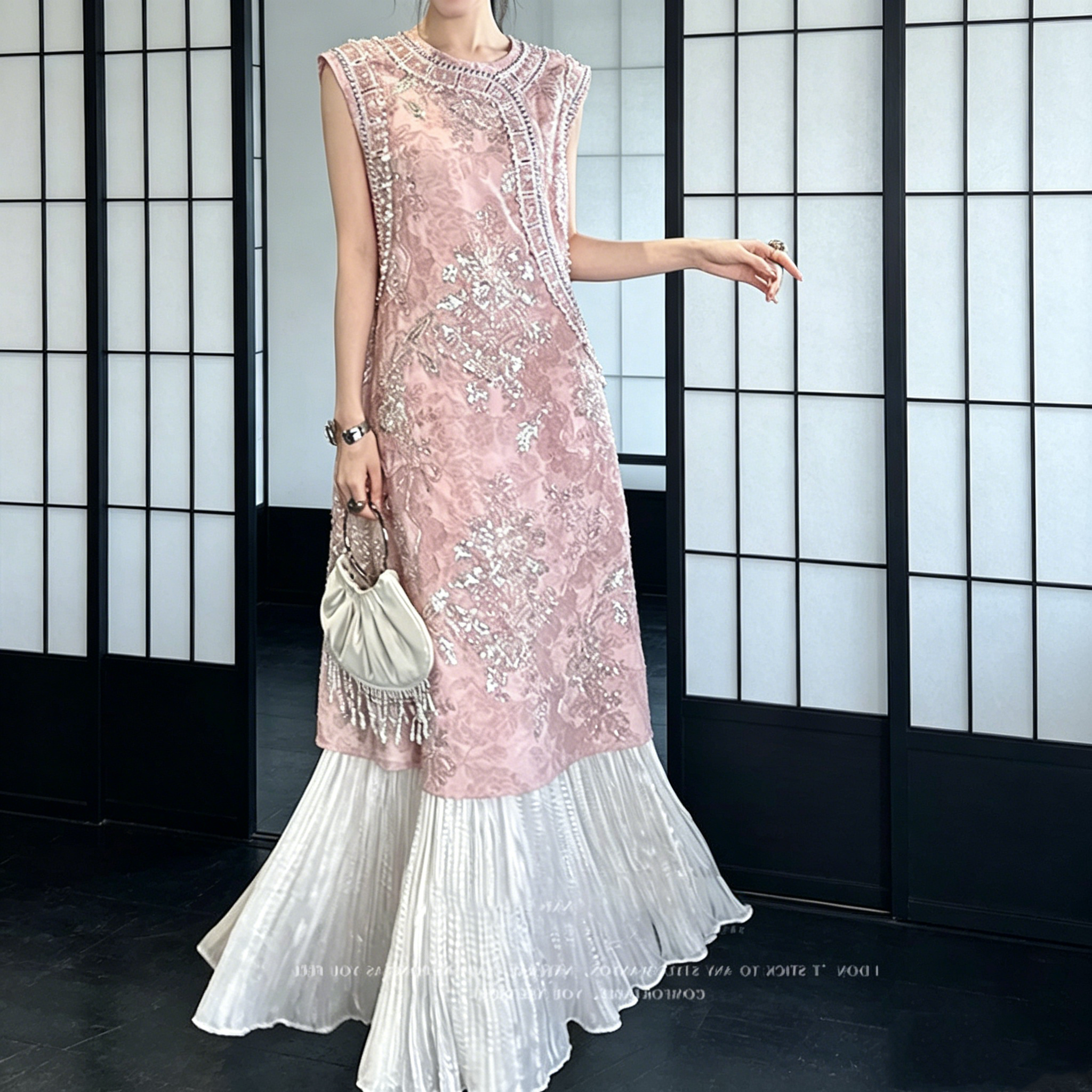 【凝胭】新中式绳绣珠绣旗袍2026新款连衣裙女夏背心长裙夏新款时