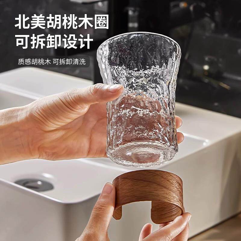 日式轻奢牙刷杯玻璃漱口杯家用情侣一对刷牙杯子高级感洗漱杯套装