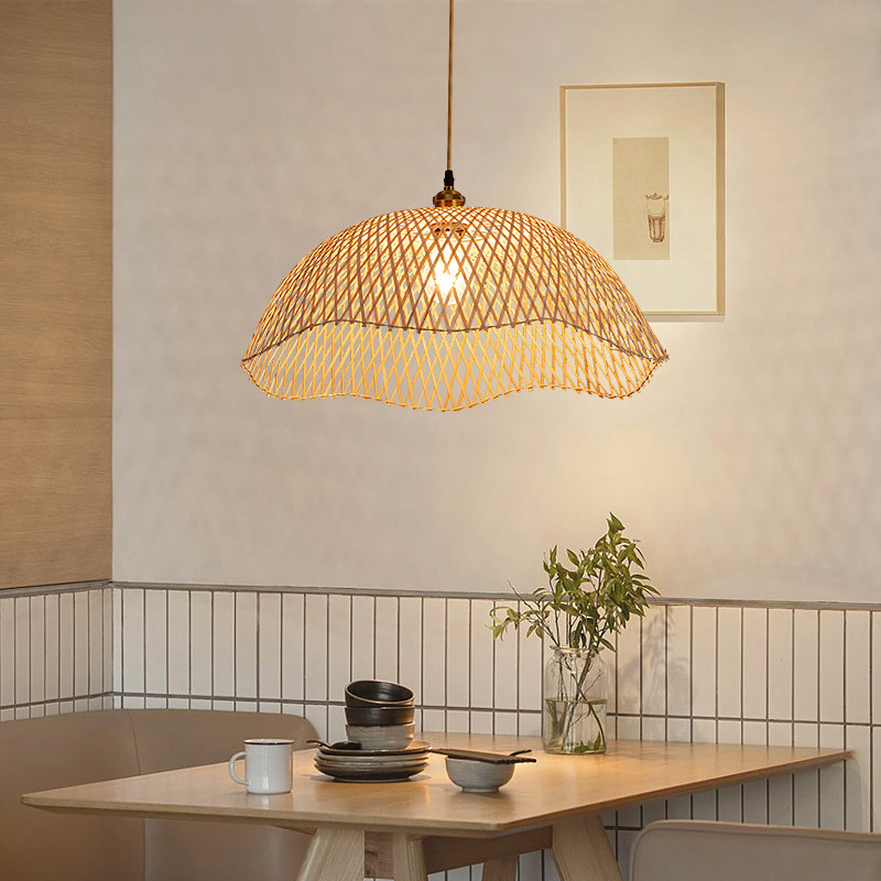 东南亚创意竹编吊灯服装店餐厅茶室卧室书房田园风格竹艺异性吊灯