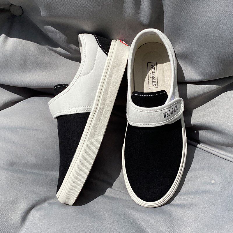 2025夏季新款男士鞋子百搭黑色一脚蹬H帆布鞋透气大码男鞋休闲板,流行男鞋,休闲板鞋,淘宝优惠券,粉丝福利购,淘宝优惠卷