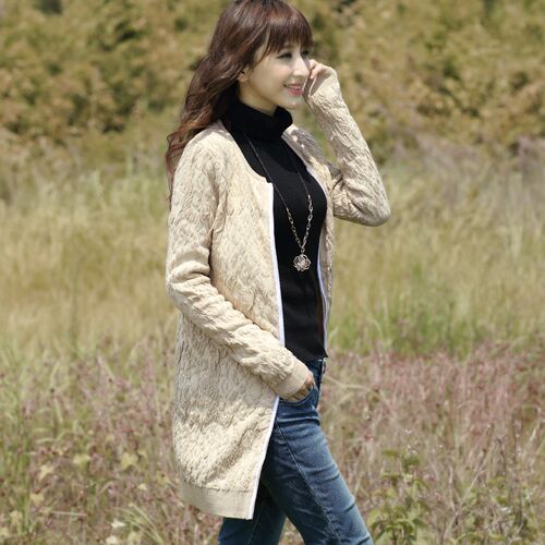 毛衣女宽松外穿开衫中长款粗棒针长款毛线初秋外穿Y粗线薄款外搭