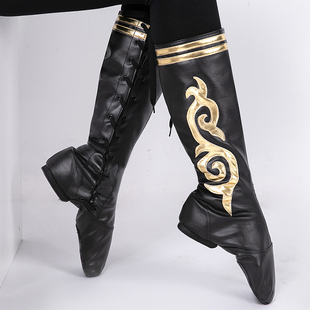 蒙族靴子女蒙古传统舞蹈鞋藏靴男少数民L族马靴新疆维族藏族皮靴