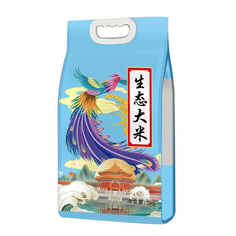 大米包装袋5斤手提米袋1斤富硒长粒香生态自封塑料真空袋子定制