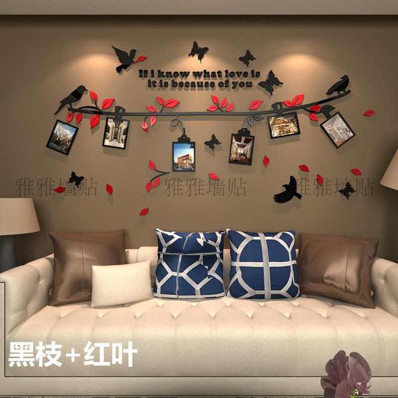 创意3d立体墙贴水晶亚克力照片树客厅沙发卧室床头贴画壁纸装饰品图片