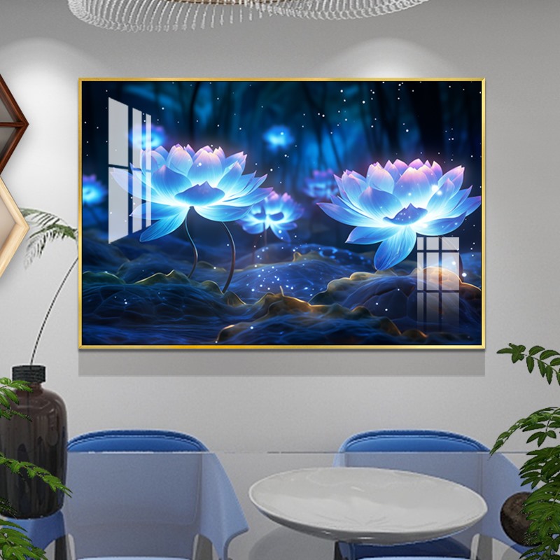 玄幻风格餐厅背景墙花卉装饰画轻奢高级感艺术画单幅饭厅新款挂画图片