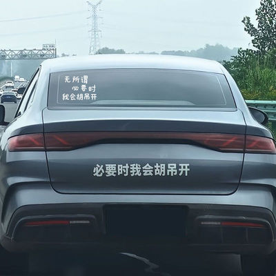 必要时我会胡吊开无所谓开抖音网红同款搞笑车贴个性车尾后挡风玻